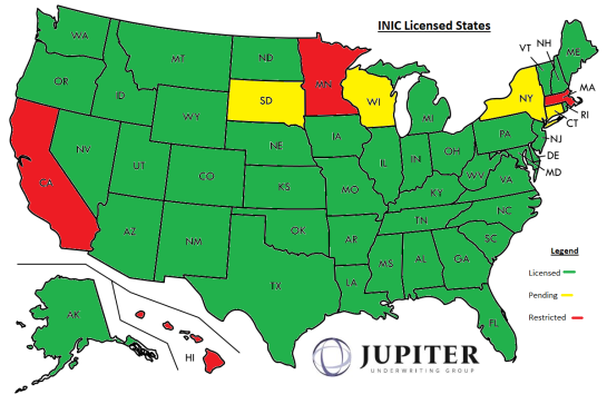 USA Marketing Map for Jupiter Underwriting